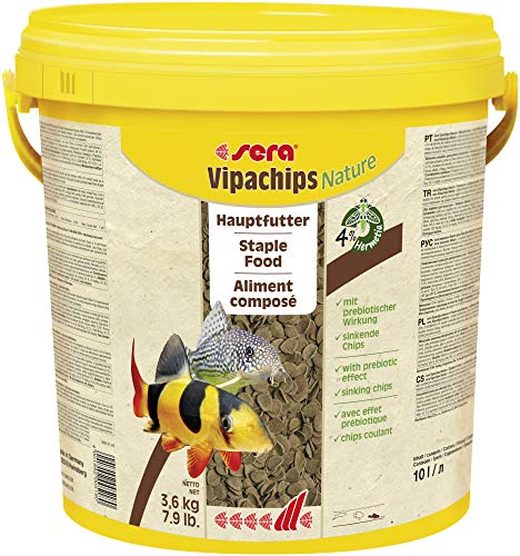 sera Vipachips Nature 3,6 kg | Hauptfutter mit 4% Insektenmehl | Schnell sinkende Chips für alle bodenfressende Fische | Ohne Farb- & Konservierungsstoffe | Ressourcenschonend & naturnahe Ernährung von sera