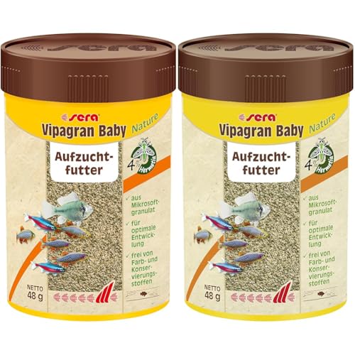 sera Vipagran Baby Nature 100 ml (48 g) - Mikrosoftgranulat für Jungtiere mit 4% Insektenmehl, Jungfischfutter (Packung mit 2) von sera