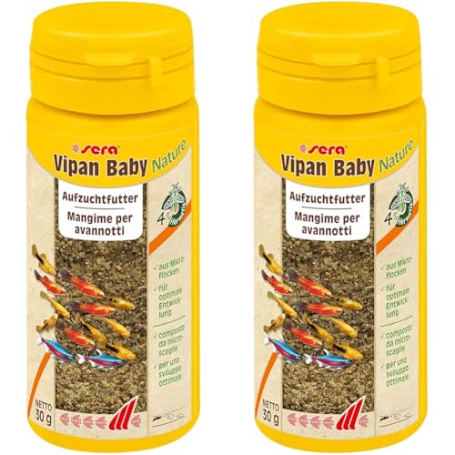 sera Vipan Baby Nature 50 ml (30 g) - Mikroflocken für Jungtiere, Jungfischfutter (Packung mit 2) von sera