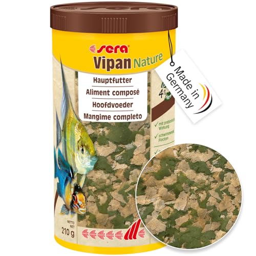 sera Vipan Flakes 1.000 ml (210 g) | Fischfutter für an der Wasseroberfläche fressende Zierfische | Ohne Farb- und Konservierungsstoffe | Für gesundes Wachstum & kräftige Entwicklung von sera