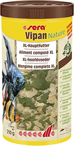 sera Vipan Nature Großflocke 1l - XL-Hauptfutter mit 4% Insektenmehl und prebiotischer Wirkung, Flockenfutter fürs Aquarium, Fischfutter mit sehr hoher Futterverwertbarkeit, somit weniger Algen von sera