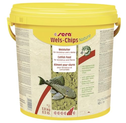 sera Pleco Chips 10 L (3,9 kg) | Formstabile Chips für den gesunden Wels wie Ancistrus & L-Welse | Hohe Futterverwertbarkeit | Futter für Zierfische | Fischfutter Made in Germany von sera