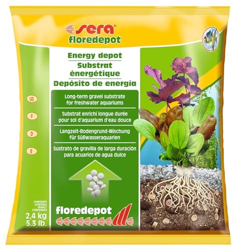 sera floredepot 2,4 kg | Aquarium Bodengrund Nährboden | Basis für Aquarienpflanzen unter dem Kies | Pflanzenpflege | Mischung von Torf, Sand & Aktiv-Pellets | Starter-Set für Süßwasseraquarien von sera