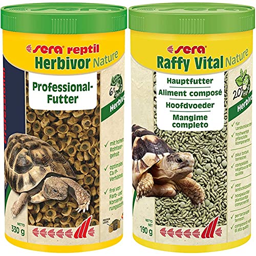 sera reptil Professional Herbivor Nature 1.000 ml (330 g) -Das Zweikomponentenfutter für herbivore Reptilien & Raffy Vital Nature 1.000 ml (190 g) -Schmackhafte Kräutervielfalt für herbivore Reptilien von sera