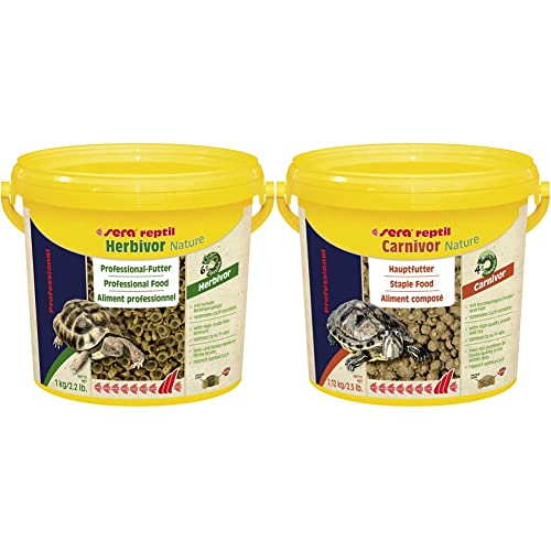 sera reptil Professional Herbivor Nature 3,8 L (1 kg) - Das Zweikomponentenfutter für Herbivore Reptilien & reptil Professional Carnivor Nature 3,8 L (1,12 kg) - Das Zweikomponentenfutter von sera