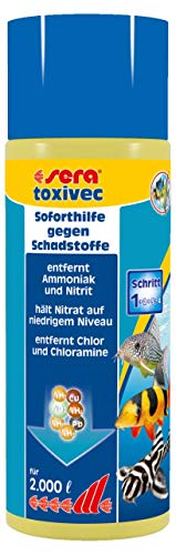 sera toxivec 500 ml | Erste Hilfe im Aquarium | Soforthilfe gegen Schadstoffe | Entfernt sofort fischtoxisches Ammoniak & Nitrit | Vermindert Algenwachstum | Entfernt Chlor & Chloramine von sera