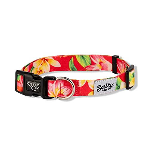 Shaka's Salty Paws Hundehalsband für Jungen und Mädchen, Größe S, M, L (Pink Floral Hawaiian Print, Hundehalsband, Größe M, 35,6–50,8 cm für Hunde 11,3–22,7 kg) von shaka's salty paws