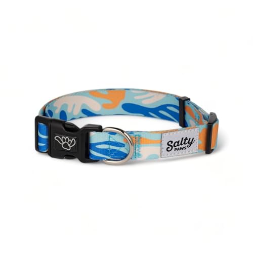 Shaka's Salty Paws Hundehalsband für Jungen und Mädchen, Größe S, M, L (kleines Hundehalsband Adj. 25,4–40,6 cm, für Hunde bis zu 11,3 kg, Coral Camo) von shaka's salty paws