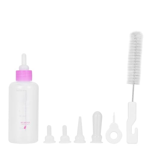 Haustier-Flaschen-Set, Milch-Flasche für Hunde, Katzen, Welpen, 6 Stück, 60 Ml, für Haustiere, Welpen, Kätzchen, Milch, Pflegeset für Kleine Hunde und Katzen (Rosa) von shenruifa