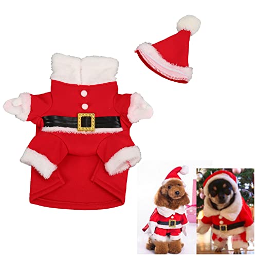 Weihnachtshund-Weihnachtsmann-Kostüm-Outfit, Hunde-Weihnachtskostüm, Warmer, Süßer, Hautfreundlicher Haustier-Welpen-Weihnachtsanzug mit Hut für die Tägliche Party (L) von shenruifa