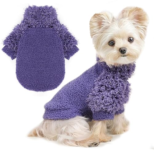 Fleece Hundepullover Lila Pullover Hundepullover für kleine Hunde Mädchen Junge Weiche Hundejacke Leichtes T-Shirt Haustierkleidung Hundemäntel für kleine Hunde Chihuahua Kleidung Katzenpullover von shifenmei