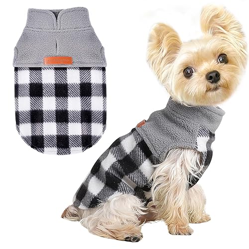 Hunde-Winterkleidung, Fleece, kariert, Hundeweste für den Winter, warm, weicher Pullover für kleine und mittelgroße Hunde, Katze, niedliches Welpen, Kätzchen, Kleidung, Katzenpullover (klein, grau) von shifenmei