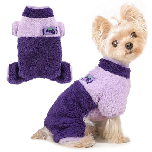 Hundepullover für kleine Hunde, Mädchen, Jungen, warmer Hunde-Pyjama, niedlicher Schlafanzug für Hunde, Chihuahua, Yorkie, Kleidung, Größe XS, Lila von shifenmei