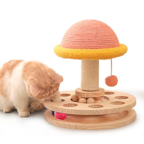 3 in 1 Katzenspielzeug Katze Sisal Seil Kratzbaum mit Hängenden Ball 30cm Interaktives Fährtenspielzeug Ball für Katzen mit Katzenminze Bälle Katzenkratzbaum für Kätzchen im Innenbereich von shirylzee