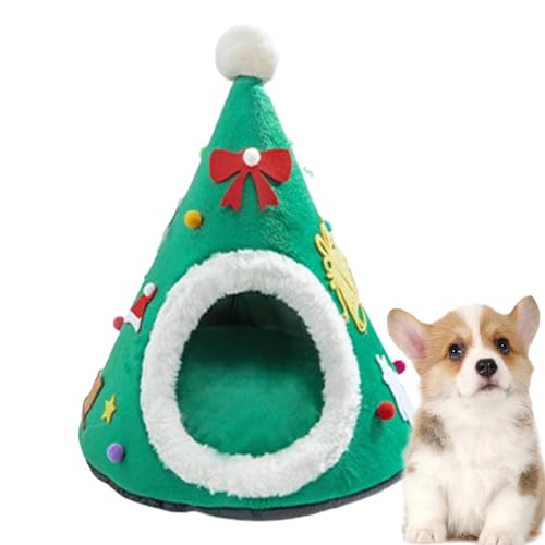 Katzenhütte | Katzenbett Weihnachten | Christmas Tree Cat Hut Bed Cave Nest | Katzenhöhle Katzenbett Mit Herausnehmbaren Waschbar Kissen | Weihnachtsbaum Katzenhöhle Katzenbett Flauschig von shizuku