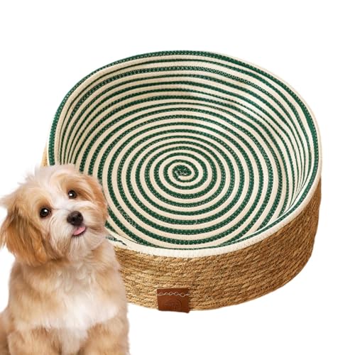 Gewebter Katzenbettkorb | Katzenbettkorbnest | Katzen faltbares Schlafnest | Rattan-Design mit erhöhten Kanten, atmungsaktiver und gemütlicher Innenseite, geeignet für Katzen und Hunde aller Größen von shjxi