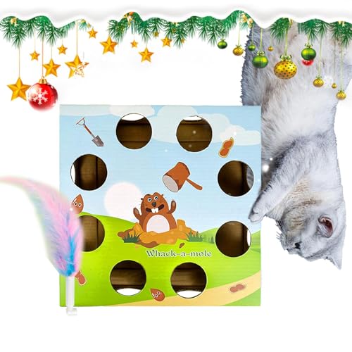 Indoor Cat Toys | Automatic Feather Rotation Maze Toy | Interactive Puzzle For Indoor Cats With Multi-Hole Design For Engaging Play Cat Puzzle Toy | Automatic Feather Teaser With Multi-Hole Maze | Fun von shjxi