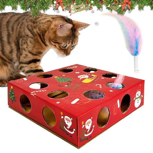 Indoor Cat Toys | Automatic Feather Rotation Maze Toy | Interactive Puzzle For Indoor Cats With Multi-Hole Design For Engaging Play Cat Puzzle Toy | Automatic Feather Teaser With Multi-Hole Maze | Fun von shjxi