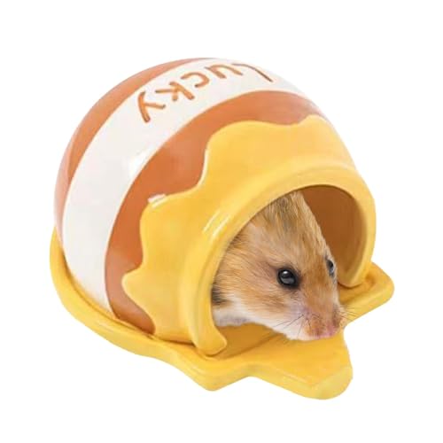 Mini Hamsterhaus | Hütten-Hamsterhaus | Hamsterkäfig Zubehör | Einzigartiges Hamsterhaus aus Keramik mit naturalistischem Design und fortschrittlichem Kühlsystem für Hamster und Meerschweinchen von shjxi