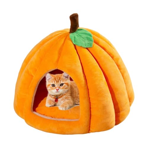 Pumpkin Cat Cave | Cat House with Removable Roof | Semienclosed Cat Bed | Cat Cave for Small Spaces Pumpkinshaped Cat Resting House Halloween Cat Accessories Pumpkin Cat House with Soft Cushion von shjxi