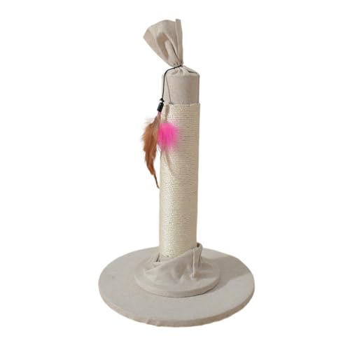 Scratching Post, Tall Candy Design Scratch Pole, Interactive Scratch Pole with Dangling Feather Toy, Fabric Covering Base for Indoor Cats, Cat Scratcher Pole for Entertainment and Exercise von shjxi