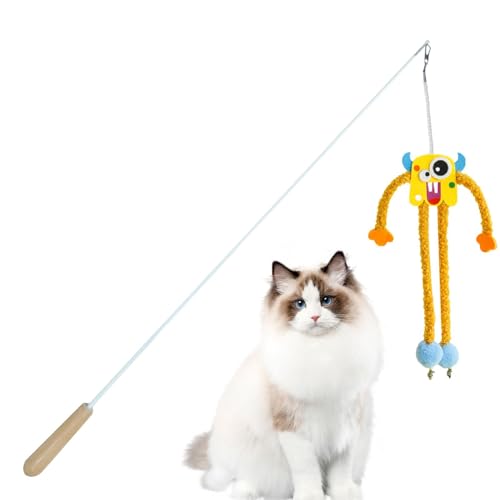 Interaktives Katzenstab-Spielzeug, Katzenangeln, lustiges Katzenspielspielzeug, lustiges und kreatives Kätzchenspielzeug, hautfreundliches und sicheres Tierspielzeug, interaktives von shjxi