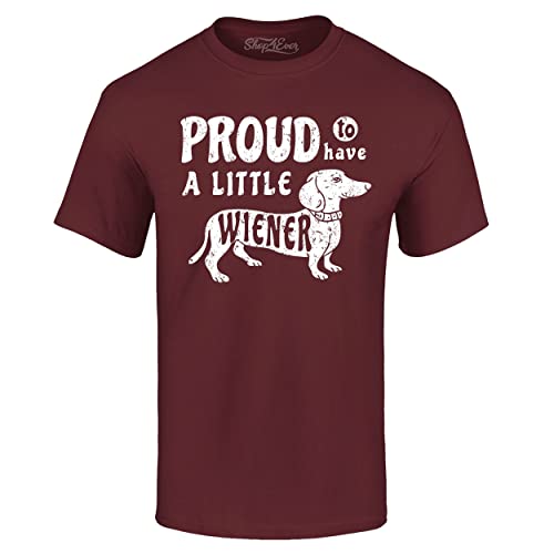 Proud to Have a Little Weiner lustiges Hunde-T-Shirt, Dackel, Größe XXL, Kastanienbraun von shop4ever