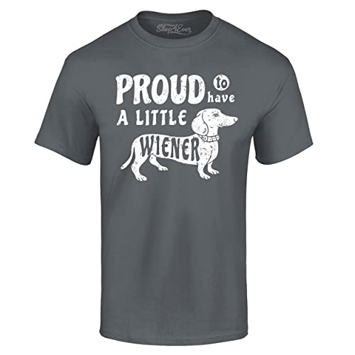 Proud to Have a Little Weiner lustiges Hunde-T-Shirt, Dackel, Größe XXXL, Anthrazit von shop4ever
