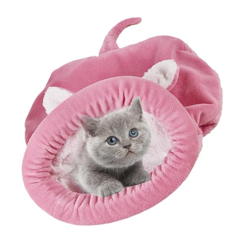 shpuuyy Katzen-Schlafsack, weicher Katzen-Unterschlupf, Plüsch-Katzensack, Haustier-beruhigendes Bett, waschbar, wärmendes Katzenbett, Kuschelsack, Winter-Haustierbett für Hunde und Katzen bis zu 6 kg von shpuuyy