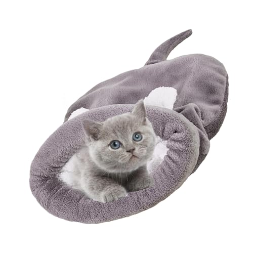 shpuuyy Katzen-Schlafsack, weicher Katzen-Unterschlupf, Plüsch-Katzensack, Haustier-beruhigendes Bett, waschbar, wärmendes Katzenbett, Kuschelsack, Winter-Haustierbett für Hunde und Katzen bis zu 6 kg von shpuuyy