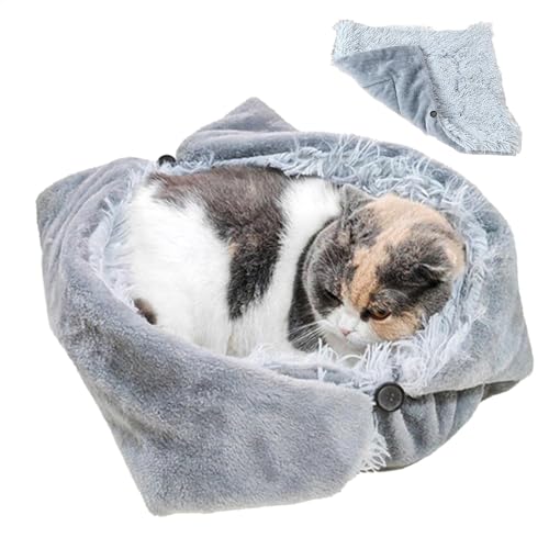 shpuuyy Warming Pet Bed for Cats and Small Dogs, 2 In 1 Cat Beds for Indoor Cats, Foldable Kitten Bed, Cat Nest Bed Cat Cushion Cat Bed Washable Foldable Convertible Cat Beds for Indoor Cats von shpuuyy