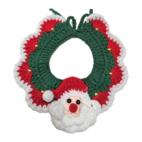 shpuuyy Weihnachtlicher Schal für Hunde und Katzen, gestrickt, für den Winter, Halswärmer, Kostüm mit Glockenanhänger für kleine, mittelgroße Katzen und Hunde von shpuuyy