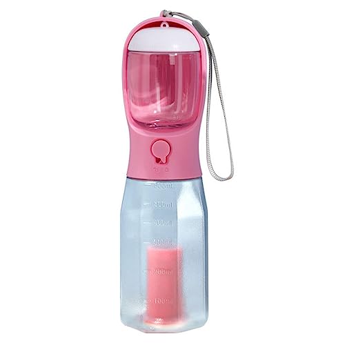 siduytin 3 in 1 Wasserflasche für Hunde, Welpen Trinkbecher, Haustier Tränkenapf, Lebensmittelbehälter, segmentierter Kotspender für Haustierbedarf, Rosa von siduytin