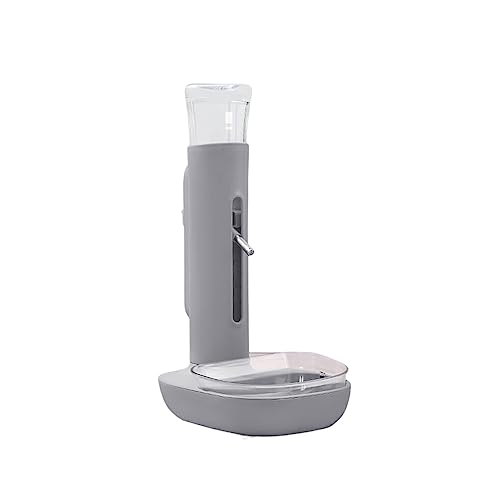 siduytin Haustier Wasserspender Automatischer Kunststoff 480 ml Höhenverstellbarer mobiler stehender Brunnen Fütterungskessel für Haustiere, Grau, 680ml von siduytin