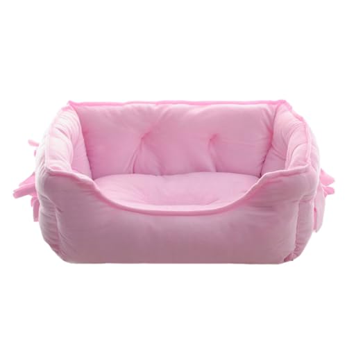 siduytin Hundebett mit weicher und wasserdichter Unterseite, bequemer Zufluchtsort für pelzige Freunde, Hundehütte aus Polyester, Haustierbett, waschbares Hundebett, Rosa, L von siduytin