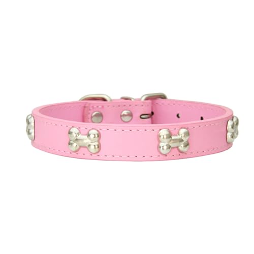 siduytin Langlebiges und stilvolles Hundehalsband in Knochenform. Mehrere Größen erhältlich. PU Hundehalsband in Knochenform. Halsband für Hunde. Hundehalsbänder, Rosa, L von siduytin