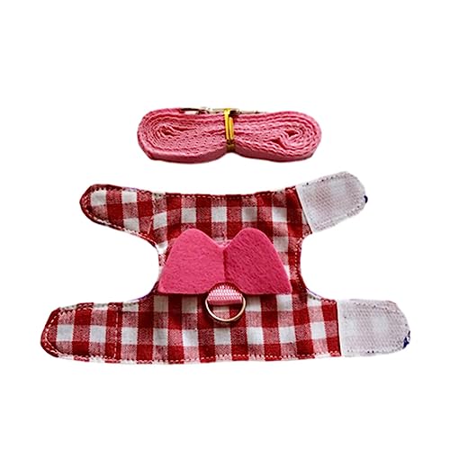 siduytin Stilvolle Hamsterweste – Mode Statement mit Furry Friend Strap On Geschirr aus Polyester, Hamstergeschirr, Kaninchengeschirr, Rosa kariert,1, M von siduytin