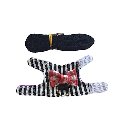 siduytin Stilvolle Hamsterweste – Mode Statement mit Furry Friend Strap On Geschirr aus Polyester, Hamstergeschirr, Kaninchengeschirr, Schwarze Streifen,1, XS von siduytin