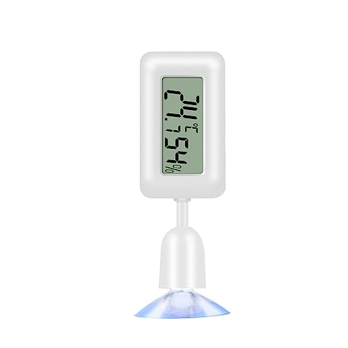 siduytin Thermometer 10 99 Relative Luftfeuchtigkeit, einstellbares Hygrometer, Saugnapf, Gewächshaus Temperatur und Luftfeuchtigkeitsmesser, batteriebetriebene Vitrine, Weiß von siduytin