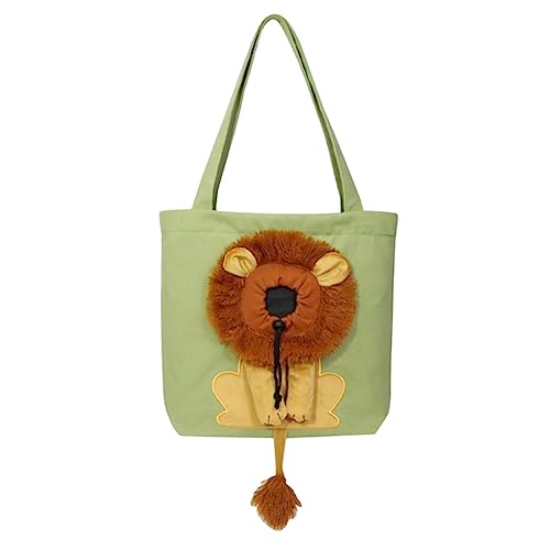 siduytin Weiche Haustiertrage Löwe Design Kordelzug Katze Hund Tasche Leinwand Transport Einziehbarer Halter Ausgehende Reise Haustiere Handtasche, Hellgrün, S von siduytin