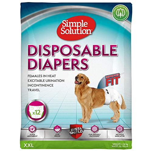 Simple Solution Einweg-Hundewindeln für Hündinnen, super saugfähig und auslaufsicher mit Nässeindikator für erregbares Urinieren, Inkontinenz oder läufige Hündinnen - 12er Pack von simple solution