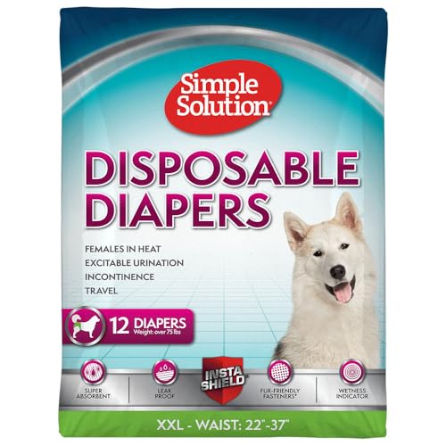 Simple Solution True Fit Einweg-Hundewindeln für Hündinnen, super saugfähig, mit Nässeindikator, XXL, 12 Stück von simple solution