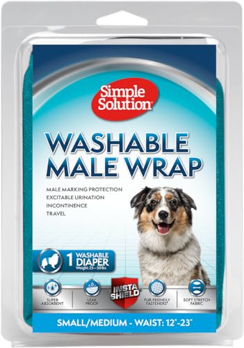 Simple Solution waschbare Hundewindeln für Rüden | Saugfähige Wickel für Rüden mit auslaufsicherer Passform | Erregtes Urinieren, Inkontinenz oder Markierung des Rüden | 1x Medium Windel von simple solution