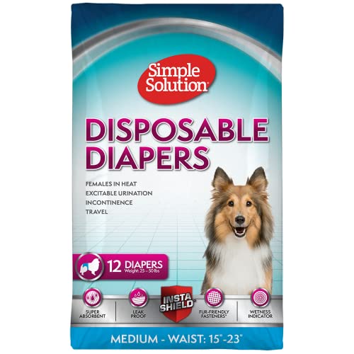 Simple Solution Einweg-Hundewindeln für Hündinnen, super saugfähig und auslaufsicher mit Nässeindikator für erregbares Urinieren, Inkontinenz oder läufige Hündinnen - 12er Pack von simple solution