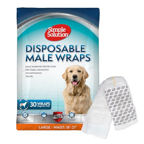 simple solution Disposable Dog Diapers for Male Dogs | Male Wraps with Super Absorbent Leak-Proof Fit | Excitable Urination, Incontinence, or Male Marking | Large | 30 Count von simple solution