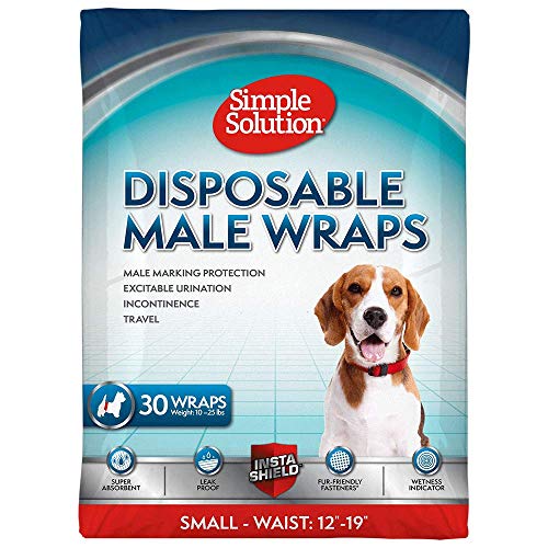 Simple Solution Disposable Dog Diapers for Male Dogs | Male Wraps with Super Absorbent Leak-Proof Fit | Excitable Urination, Incontinence, or Male Marking | Small | 30 Count von simple solution