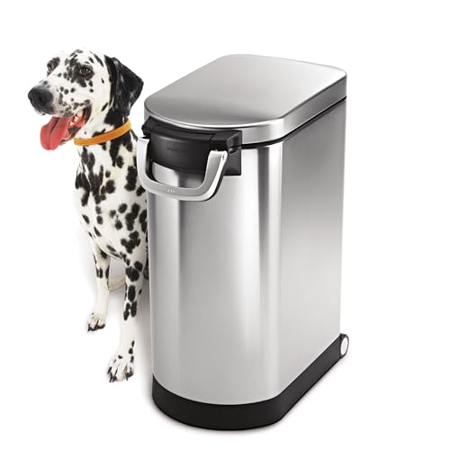 simplehuman CW1886 25L 12KG groß, Tierfutterbehälter, Futter-Container, Luftdicht, Trockenfutter, Futterbehälter Futteraufbewahrung für Hunde Katzen, gebürsteter Edelstahl, 10 Jahre Garantie von simplehuman