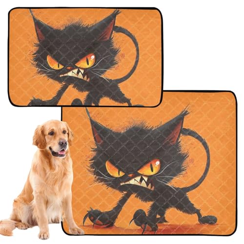 Hundefuttermatte für den Innenbereich, waschbar, rutschfest, für Rasen, 61 x 91,4 cm + 91,4 x 106,7 cm, Orange, 2 Stück von siphylline