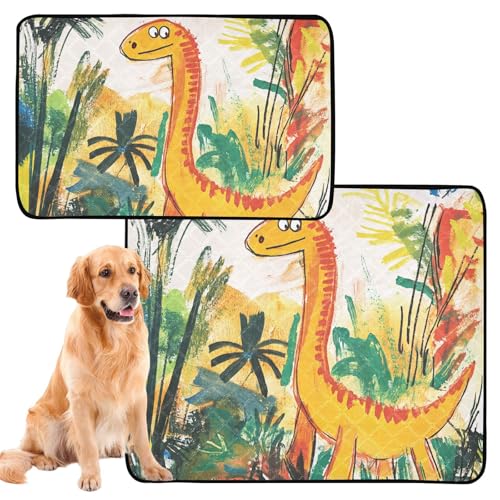 Urinierdecke für Hunde, Tablett für Urinierunterlagen, rutschfeste Matte für Reisen, 61 x 91,4 cm + 91,4 x 106,7 cm, Dinosaurier, 2 Stück von siphylline