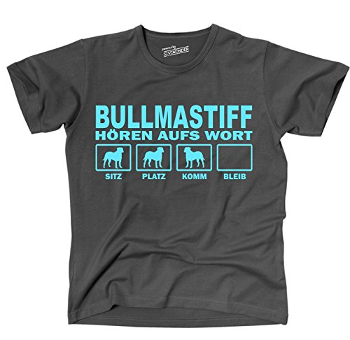 Bullmastiff britische Hunderasse Mastiff - HÖREN AUFS Wort Unisex T-Shirt Shirt Siviwonder Hunde Hund dark grey XXL von siviwonder